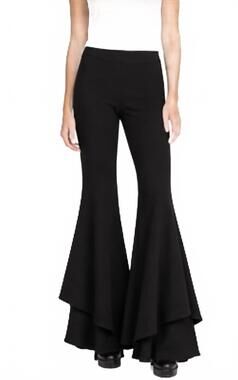 NEW BEULAHSTYLE layered bell-bottom flare pants in black
